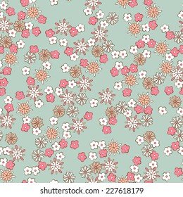 light background romantic floral seamless pattern