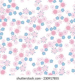 light background romantic floral seamless pattern