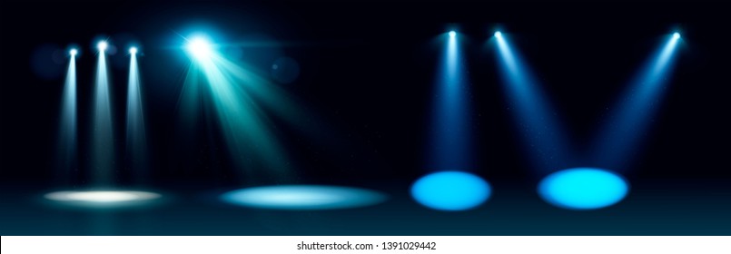 Light background set. Shining collection. Spotlights, banners explosions. Bokeh design. Vector illustration eps 10