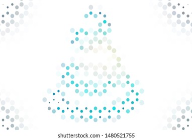 Light background with spots. Illustration with set of shining colorful abstract circles. Pattern for futuristic ad, booklets.