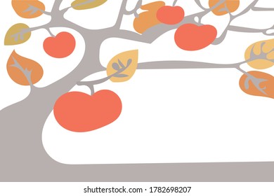 light background tree with apples. autumn plant with red yellow leaves Flat vector color illustration
