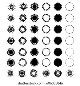 Light background. Vector set of sparkle lights stars. Stars with rays, explosion, fireworks. Set of sun icons. logo collection.