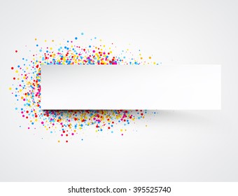 Light banner with color drops. Vector illustration.