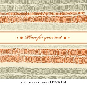 Light banner with hand-drawn horizontal folds looks like crocheting handmade lace and ribbon with place for your text