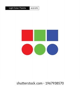 Light based primary color palette, red green blue. Primary colors in light projection technology such as digital display technology products.