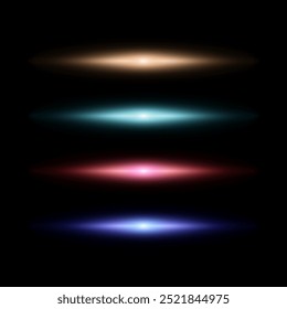 Light beam flashing neon glow, Glow light effect, Color illuminated gradients. Vector illustration.