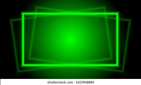 light beam green elegant horizontal square frame for background, disco light shine geometric square frame, neon beam lines pattern, disco light shine for banner, light beam square for digital ad media