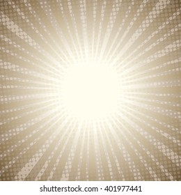 Light beam and halftone texture cartoonish frame. CMYK Global colors vector illustration.
