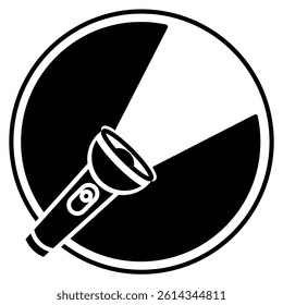 Light Beam icon represented by flashlight Black Filled style.