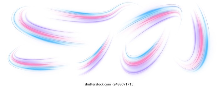 Light beam illustration, neon light strip, high speed motion background, on transparent background in PNG format. Sport car is made of polygons, lines and connected dots. Vector PNG.	