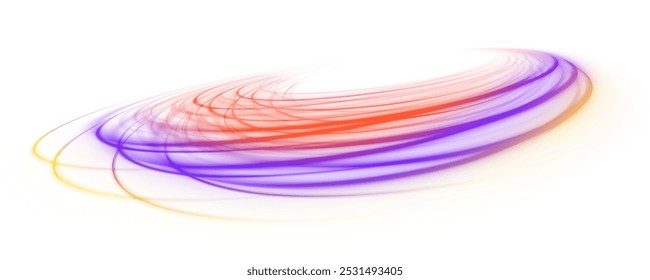 Light beam illustration, neon light strip, high speed motion background, on transparent background in PNG format. Speed of light concept png background.	
