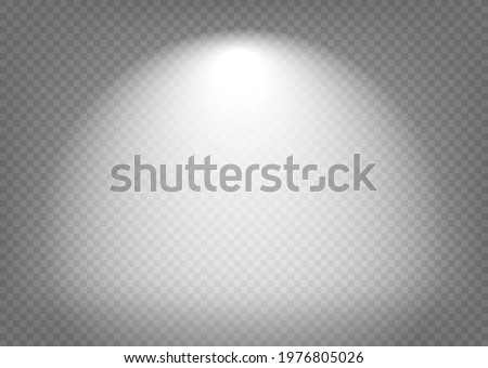 Light beam on a wall. Design template with light effect on transparent background