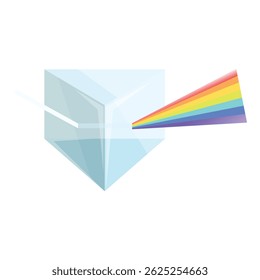 Light beam refracting through prism creating visible light spectrum