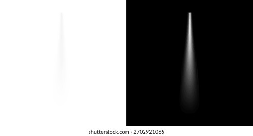 Haz de luz que brilla en negro y bolsa transparente, efecto de brillo