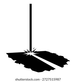 Haz de luz que brilla en la roca aislada en el fondo blanco, Vector