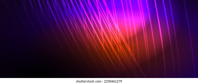 Vigas de luz, líneas de neón fondo abstracto. Ilustración vectorial para fondo de escritorio, pancarta, fondo, tarjeta, ilustración del libro, página de inicio
