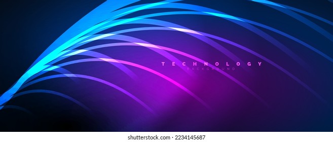 Vigas de luz, líneas de neón fondo abstracto. Ilustración vectorial para fondo de escritorio, pancarta, fondo, tarjeta, ilustración del libro, página de inicio