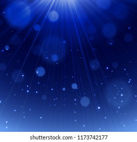 Light beams On Dark Background. Night Sky For Design. Vector illustration.