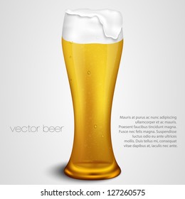 light beer with the foam in a glass