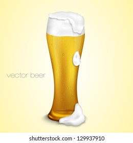 light beer with the foam in a glass