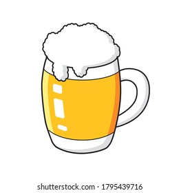 Light beer mug glass with foam isolated cartoon vector 