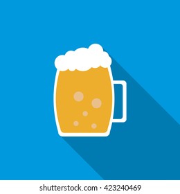Light beer mug icon, flat style
