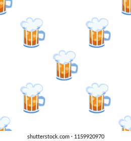 Light beer mug seamless pattern cartoon vector seamless pattern
