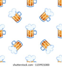 Light beer mug seamless pattern cartoon vector seamless pattern