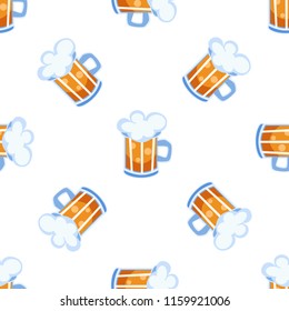 Light beer mug seamless pattern cartoon vector seamless pattern
