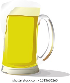 light beer vector in a glass with white background