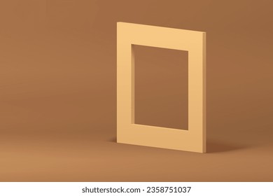 Light beige 3d squared frame isometric wall background for commercial advertising vector illustration. Realistic pastel brown border promo showcase stand for product shopping sale discount