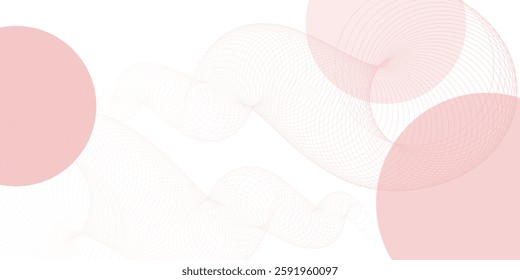 A light beige abstract background with soft pink circles and subtle gradients, creating a minimalist and serene design. A faint, winding tube-like shape made of rings adds depth and visual interest.