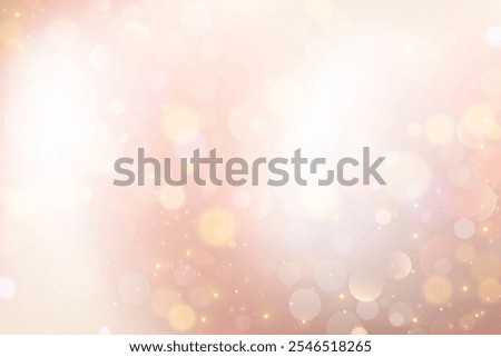 Light beige background with bokeh. Simple abstract ivory pastel gradient with golden glitter. Soft pastel luxury vector backdrop for Christmas and wedding design. Neutral warm nude wallpaper