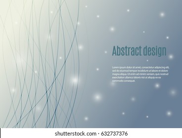 Light beige and blue bright pastel color picture with glow 3d elements. Elegant light touch transparent stream swirl thread strand lines abstract background with place for text. Vector illustration.