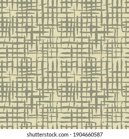Light beige canvas burlap texture, seamless checkered pattern. Linen fabric textile. Cloth linen sack background. Vector grunge wallpaper 