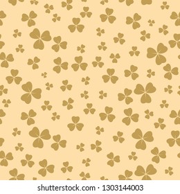 light beige clover seamless pattern for patricks day - vector background with shamrock