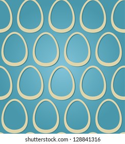 Light beige easter eggs on blue background, seamless pattern