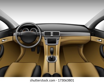 Light beige leather car interior