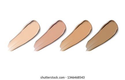 Light beige makeup smear of creamy foundation isolated on white background. Light beige creamy foundation texture isolated on white background.