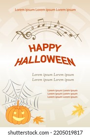 light beige music banner for halloween - vector a4 template