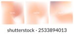 Light beige nude gradient background. Abstract ecru texture. Pastel pink color. Relax. Minimal gradation pattern. Aesthetic bg. Set of 3 square vector gradient background for poster, ig, social post