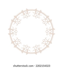 Light beige ornamental circular pattern on white background. Card template design. Decorative vector frame.