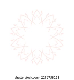 Light beige ornamental circular pattern on white background. Card template design. Vector illustration.