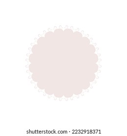 Light beige ornamental round pattern on white background. Card template design. Vector illustration.