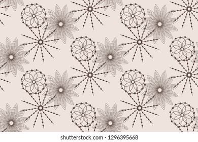 Light beige pattern of fancy flowers. EPS10