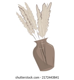 Light beige spikelets in a brown vase
