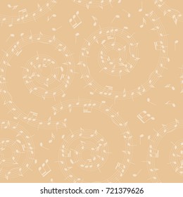 light beige vector background with spiral - seamless pattern with music notes