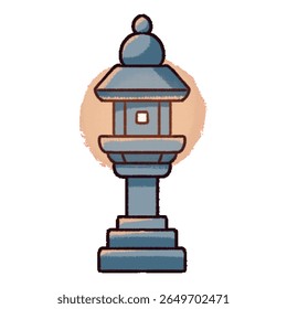 A light beige version of a traditional Japanese stone lantern (toro), illustrated in a simple cartoon style. Perfect for themes of tranquility, heritage, or Asian garden design.