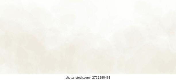 Light beige watercolor effect background. Cream watercolour gradient texture. Soft blurred paint splashes wallpaper for birthday or wedding design. Vector feminine marble backdrop