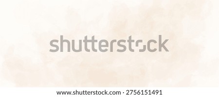 Light beige watercolor effect background. Soft ivory watercolour gradient texture. Cream color blurred paint splashes wallpaper for birthday or wedding design. Vector pale champagne smoke backdrop